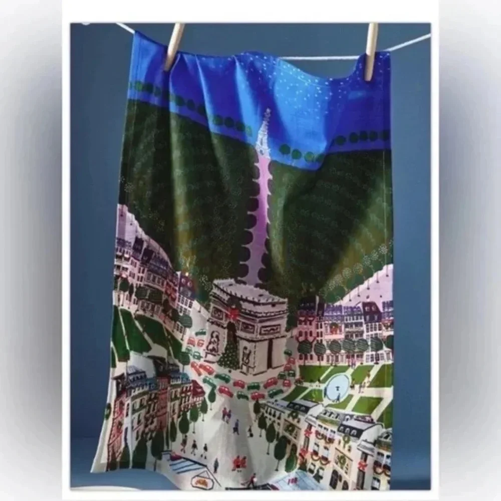 NWT Anthropologie Holiday in The City Paris Kitchen Dish Towel